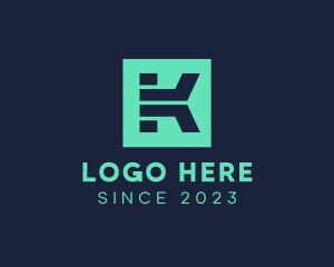 Networking - Digital Square Letter K logo design
