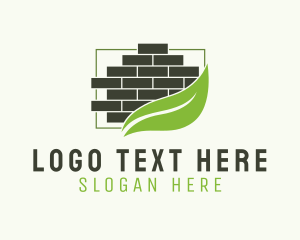 Bricklayer - Leaf Brick Wall logo design