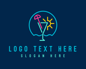 Pub - Neon Summer Cocktail Drink logo design