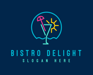 Neon Summer Cocktail Drink logo design