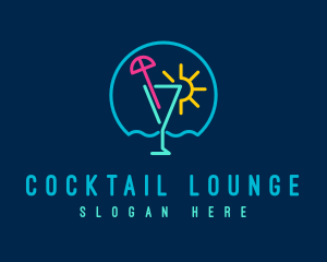 Neon Summer Cocktail Drink logo design