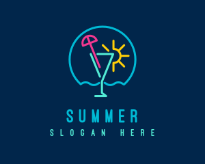 Neon Summer Cocktail Drink logo design