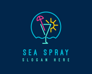 Neon Summer Cocktail Drink logo design