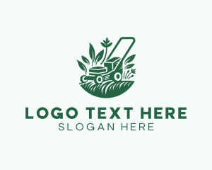 Grass Lawn Mower Gardening Logo