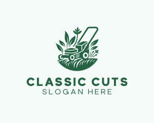 Grass Lawn Mower Gardening logo design