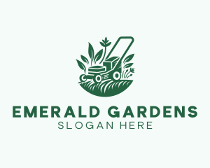 Grass Lawn Mower Gardening logo design