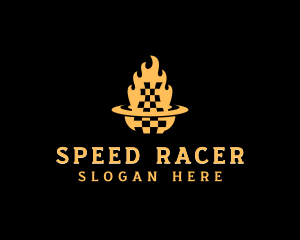 Racecar - Fire Orbit Racing logo design