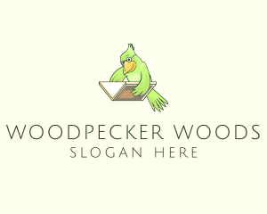 Woodpecker - Bird Book Library logo design