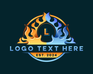 Gradient - Flame Heating HVAC logo design