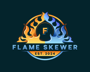 Flame Heating HVAC logo design