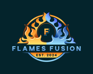 Flame Heating HVAC logo design