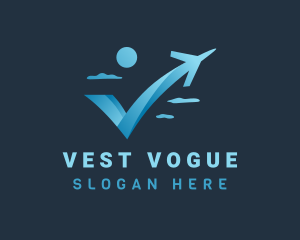 Blue Plane Letter V logo design