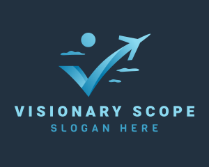 Blue Plane Letter V logo design