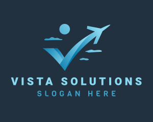 Blue Plane Letter V logo design