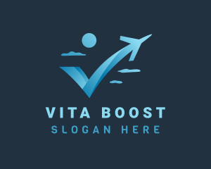 Blue Plane Letter V logo design