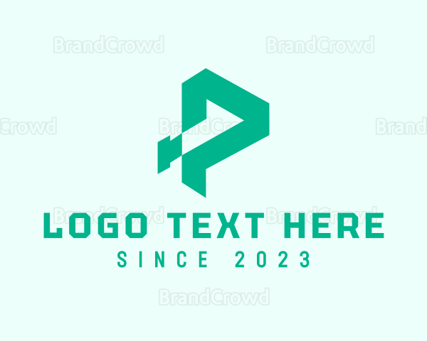 Green Digital Letter P Logo