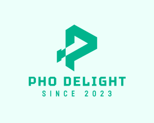 Green Digital Letter P logo design