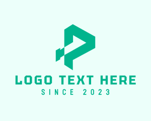 Symbol - Green Digital Letter P logo design