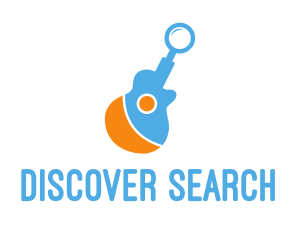 Guitar Magnifying Glass logo design