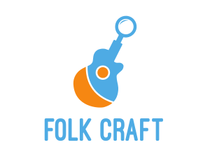 Folk - Guitar Magnifying Glass logo design