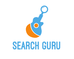 Guitar Magnifying Glass logo design