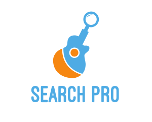 Search - Guitar Magnifying Glass logo design