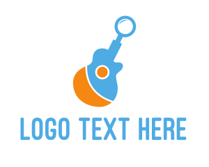 Guitar Magnifying Glass Logo