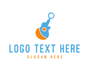 Zoom - Guitar Magnifying Glass logo design