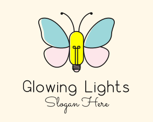 Butterfly Light Bulb logo design