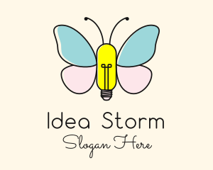 Butterfly Light Bulb logo design