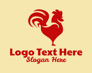 Poultry Farm - Red Rooster Chicken logo design