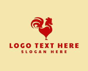 Poultry Farm - Red Rooster Chicken logo design
