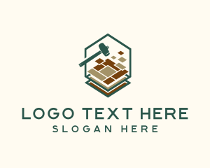 House - Floor Tile Pattern Hammer logo design