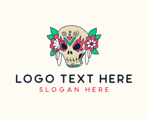 Calacas - Mexican Floral Calavera logo design