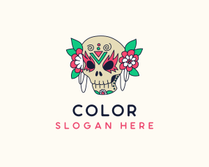 Colorful - Mexican Floral Calavera logo design