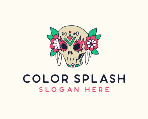 Mexican Floral Calavera  logo design