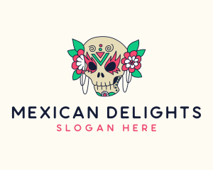 Mexican Floral Calavera  logo design