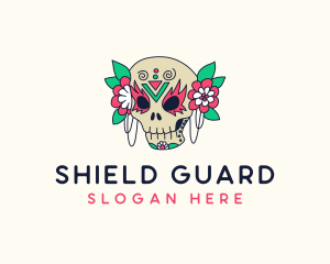 Skull - Mexican Floral Calavera logo design