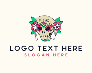 Skull - Mexican Floral Calavera logo design