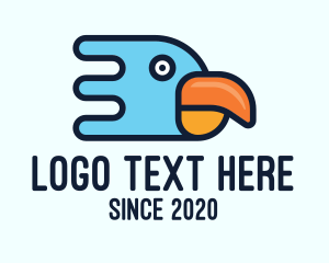Blue Parrot - Modern Tropical Bird logo design