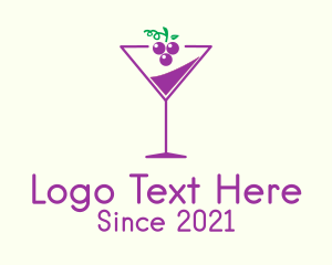 Cocktail Bar - Grape Martini Glass logo design