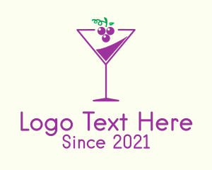 Wine - Grape Martini Glass logo design