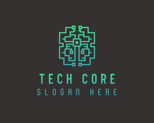 Circuit Tech Brain AI logo design