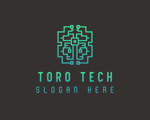 Circuit Tech Brain AI logo design