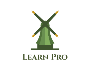 Teach - Green Windmill Pen logo design