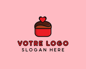 Cupcake - Naughty Love Heart Chocolate Dessert logo design