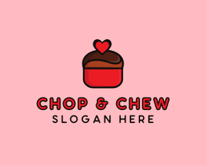 Naughty Love Heart Chocolate Dessert logo design