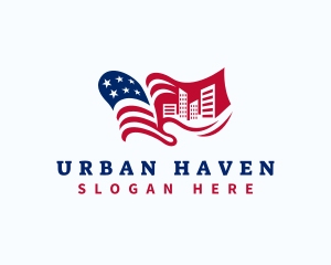 American Flag City  logo design