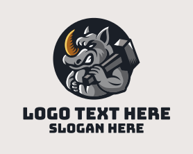 Steel - Rhinoceros Blacksmith Sledgehammer logo design