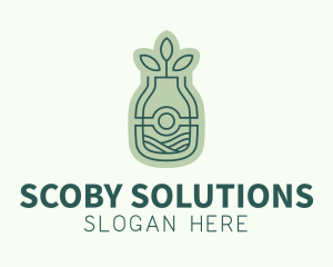 Scoby - Natural Leaf Kombucha logo design